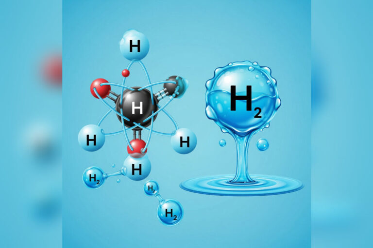 liquid hydrogen molecule Illustration (H₂)