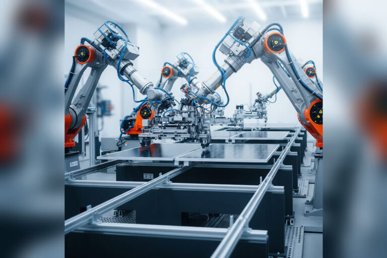 robotic arms installing solar panels