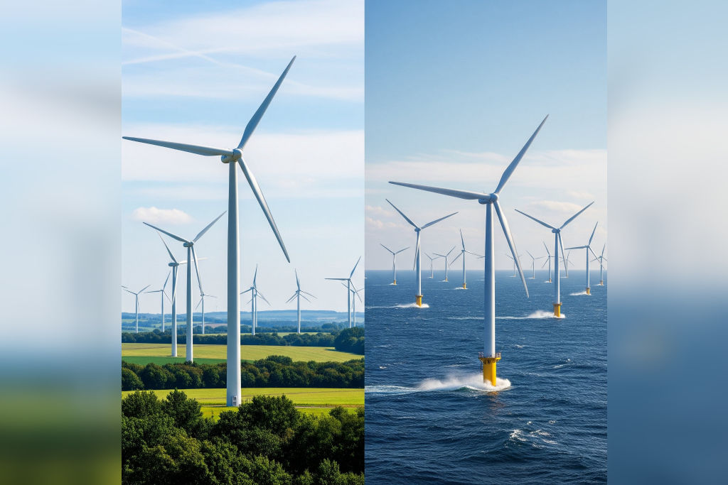 onshore and offshore wind turbines