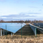 solar farm in a windy landscape