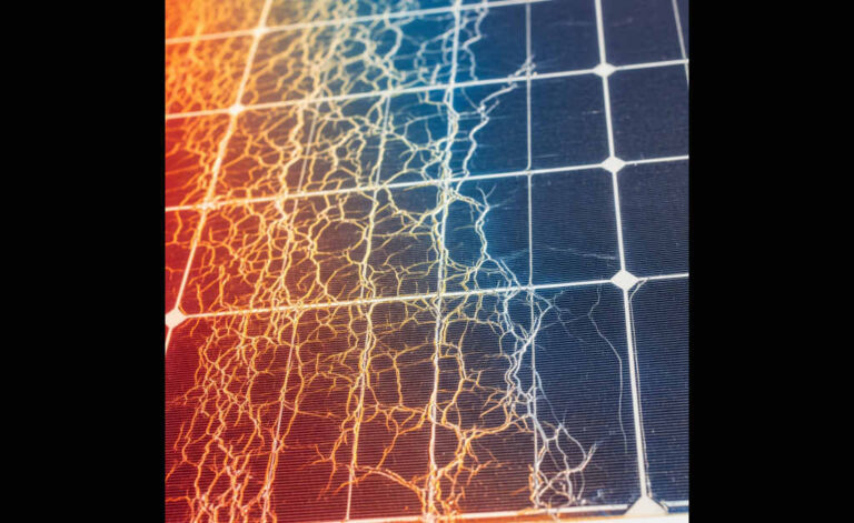 solar panel with visible cracks
