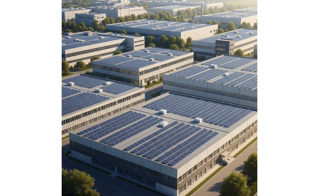 solar panels on commercial building rooftops