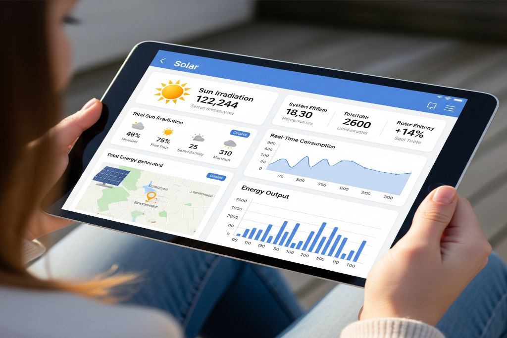 tablet screen showing a solar app interface